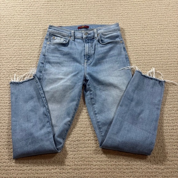 7 For All Mankind Womens Light Wash Ankle Crop Jeans Size 28 - Picture 3 of 8